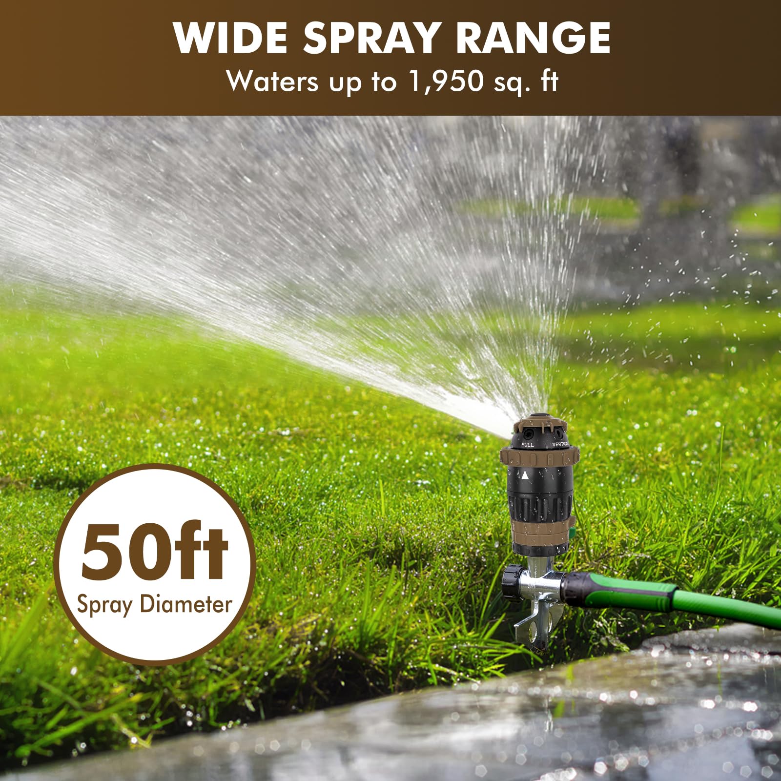 Restmo Gear Drive Sprinkler cone pattern provides gentle mist for seedlings
