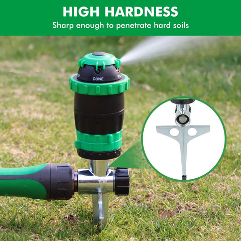 Full pattern offers 360° coverage for wide yard areas with Restmo gear drive.