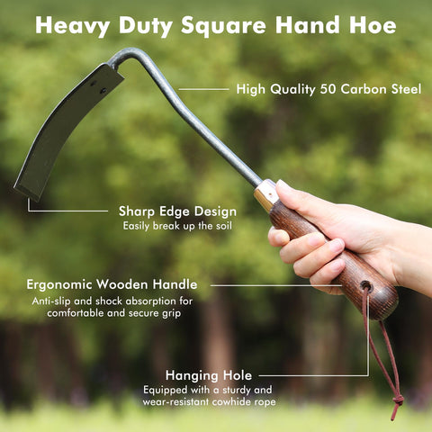 Restmo heavy duty garden hoe cutting edge in action for efficient weeding