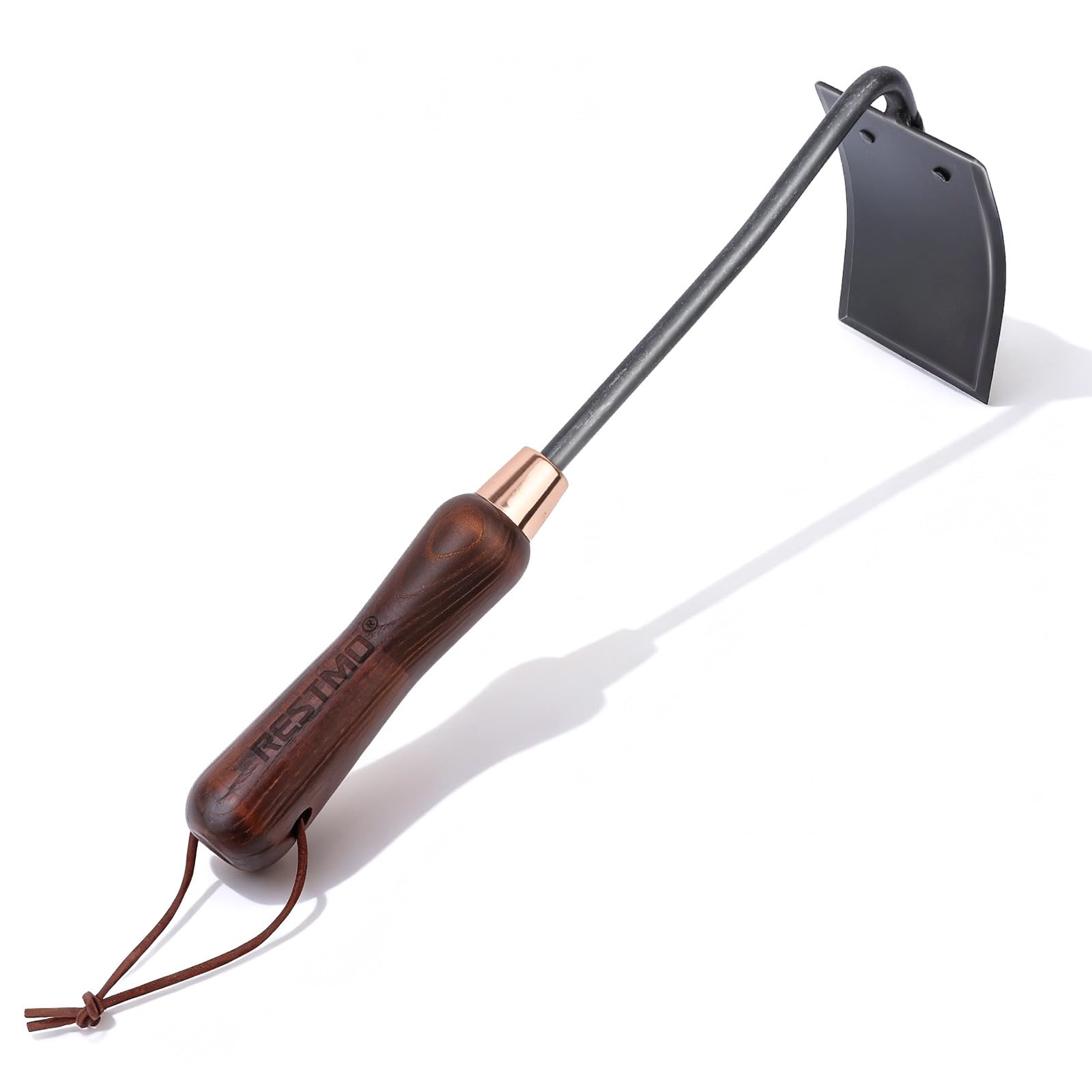 Restmo heavy duty garden hoe side view showing sturdy construction for tough soil