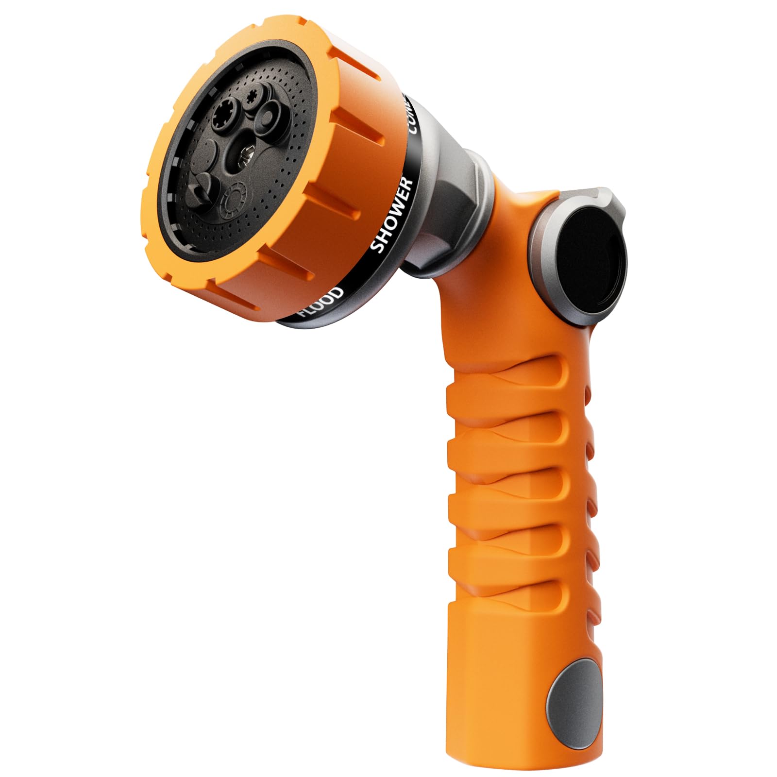 Restmo heavy-duty hose nozzle with metal body for durable outdoor spraying.