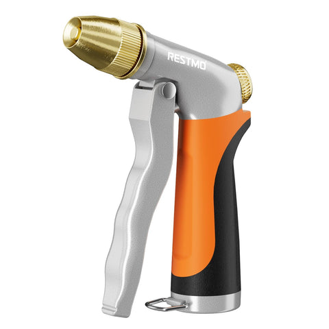 RESTMO heavy‑duty hose nozzle with metal body for durable garden watering