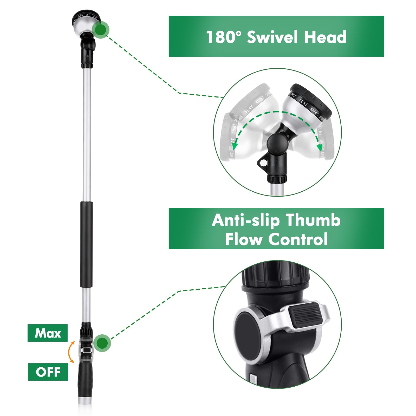 Durable heavy-duty metal construction of Restmo watering wand.