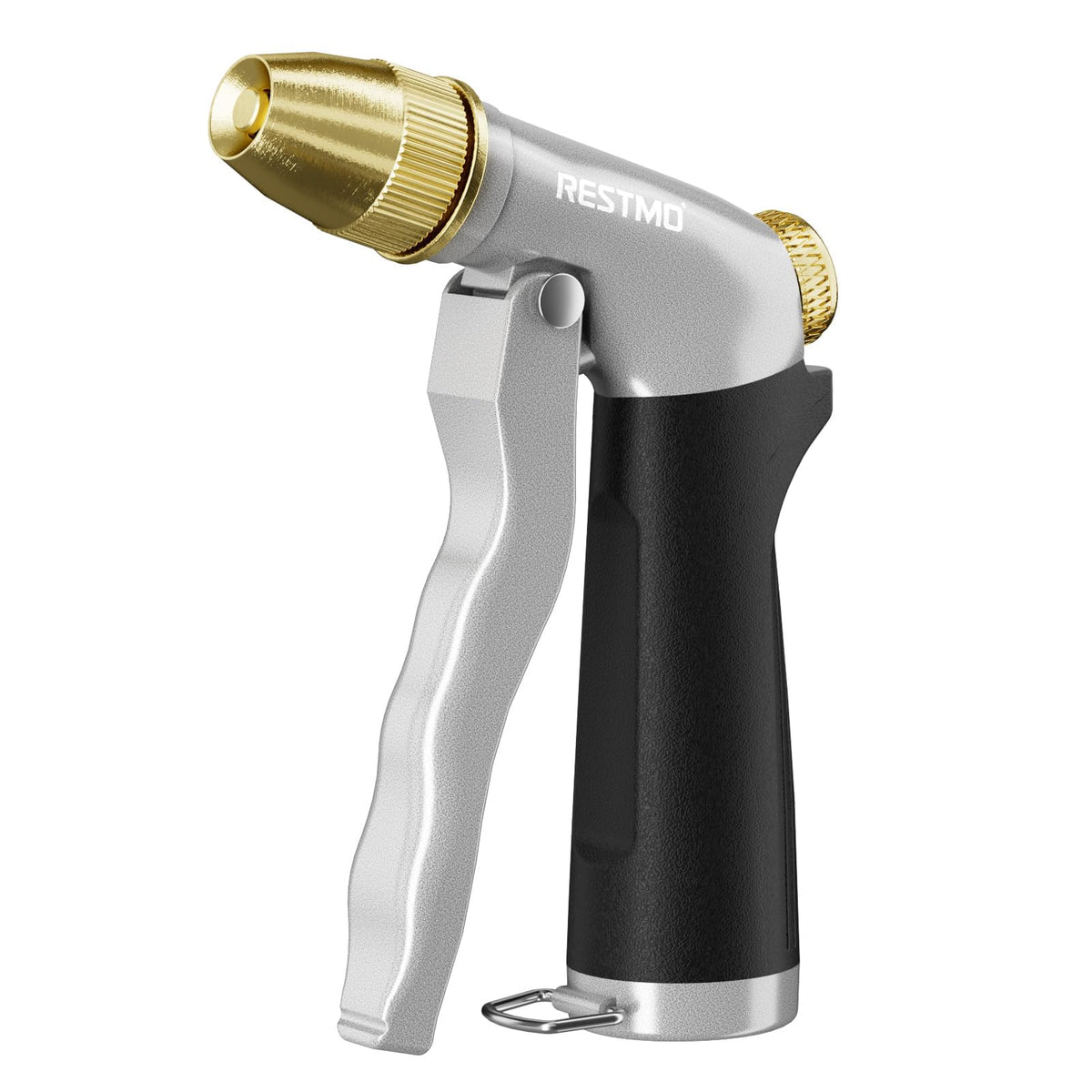 Restmo heavy-duty nozzle body: durable metal construction for rugged outdoor use.