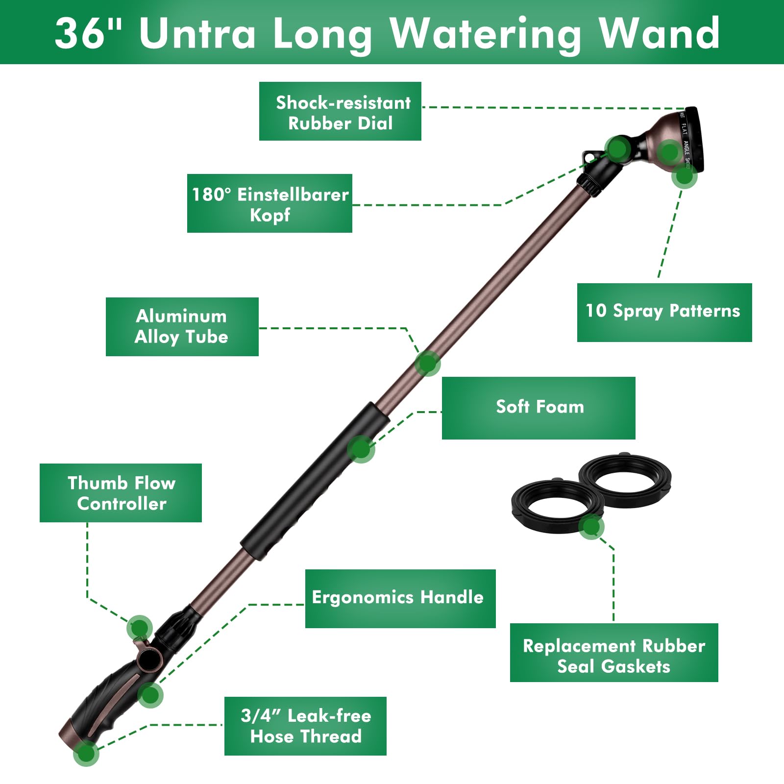 Restmo heavy-duty metal wand offers durable performance for daily garden tasks.