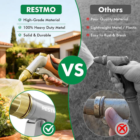 RESTMO cone pattern hose nozzle broad coverage for quick tasks