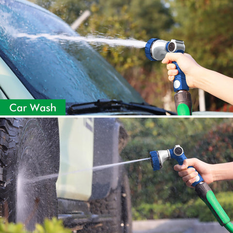 Restmo Hose Nozzle flood pattern for fast large-area soaking.