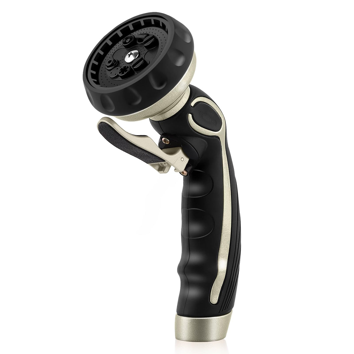Restmo hose nozzle with front trigger for easy one-handed watering.