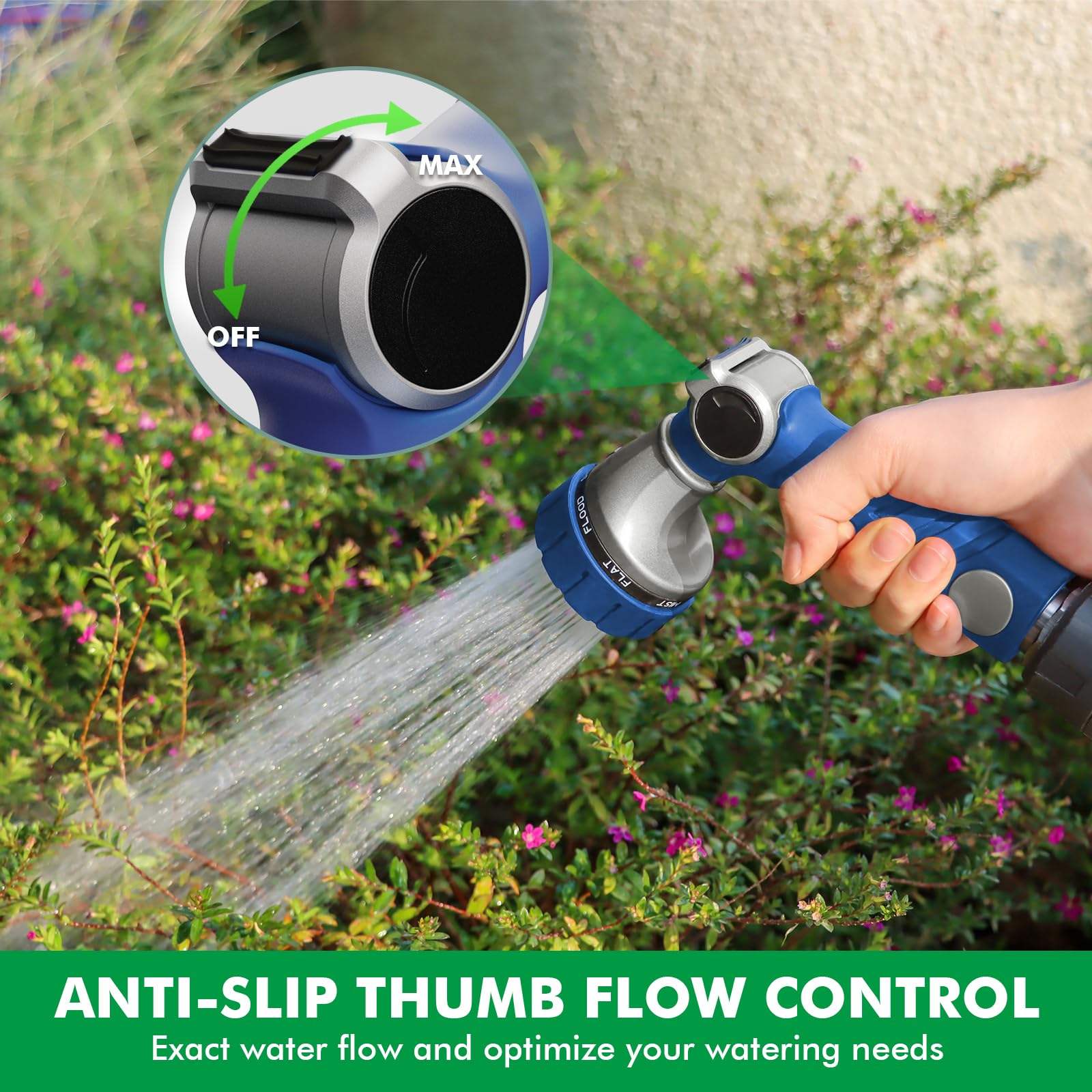 Restmo Hose Nozzle mist pattern for fine outdoor spraying.