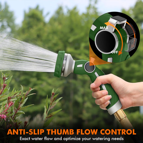 Restmo hose nozzle nine-pattern dial offers versatile watering options.