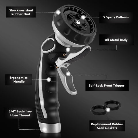 RESTMO hose nozzle nine patterns for versatile watering tasks.