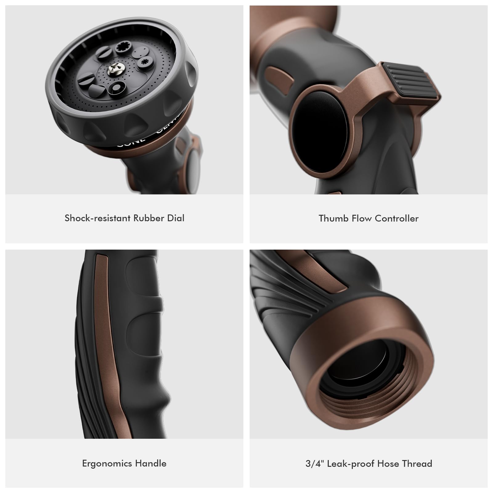 RESTMO versatile nozzle for garden watering, car washing, and patio cleaning.