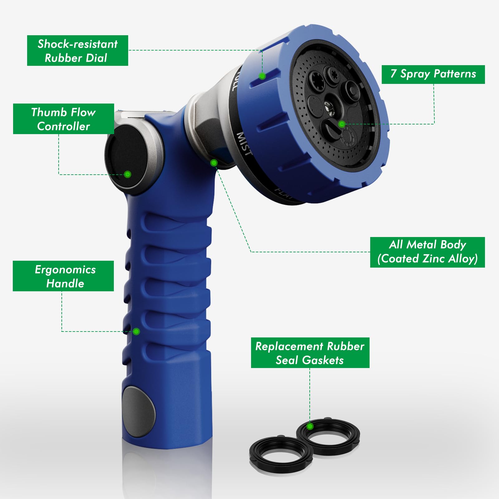 Restmo Hose Nozzle shower pattern for gentle garden irrigation.