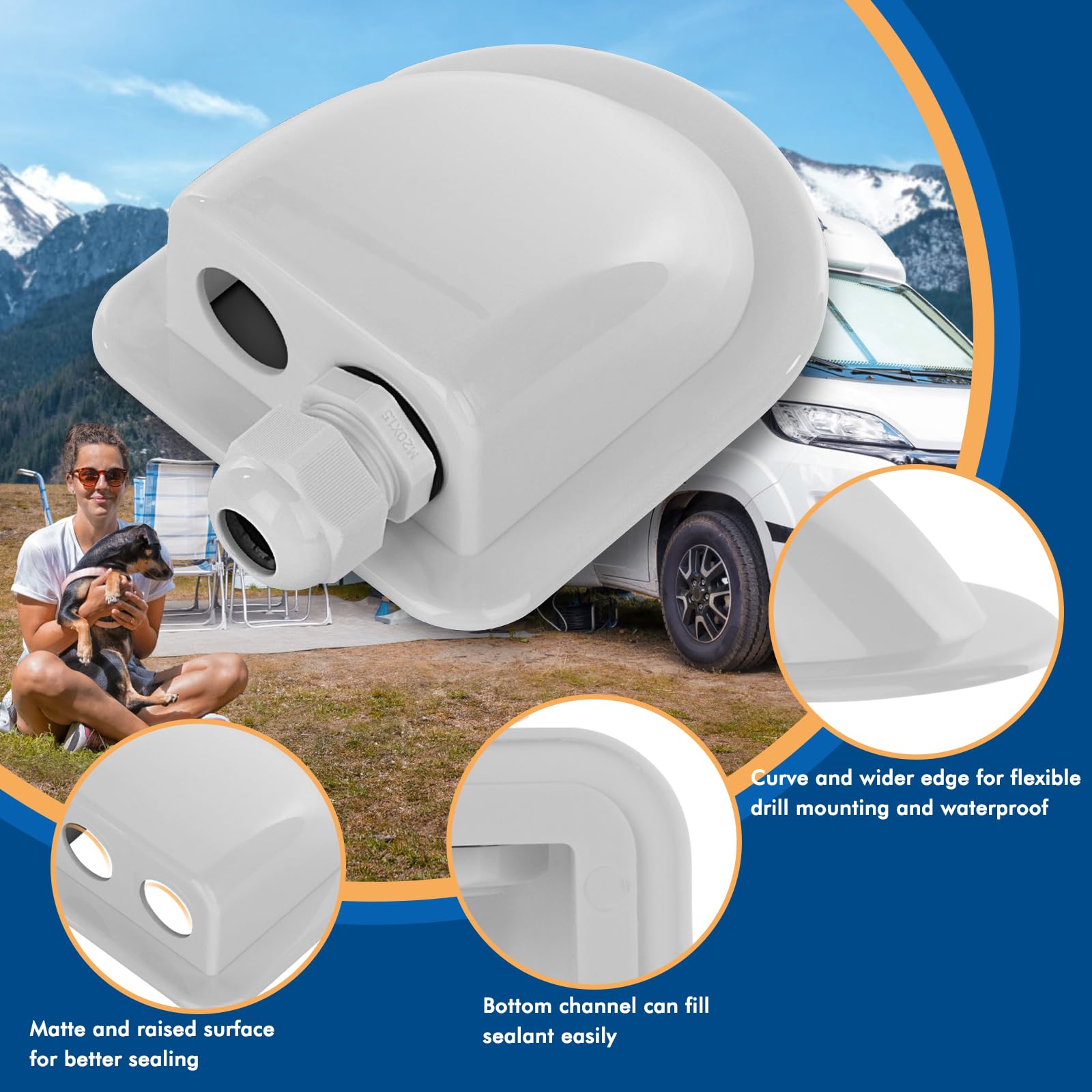 Restmo IP68 waterproof gland designed for marine and boat solar setups.