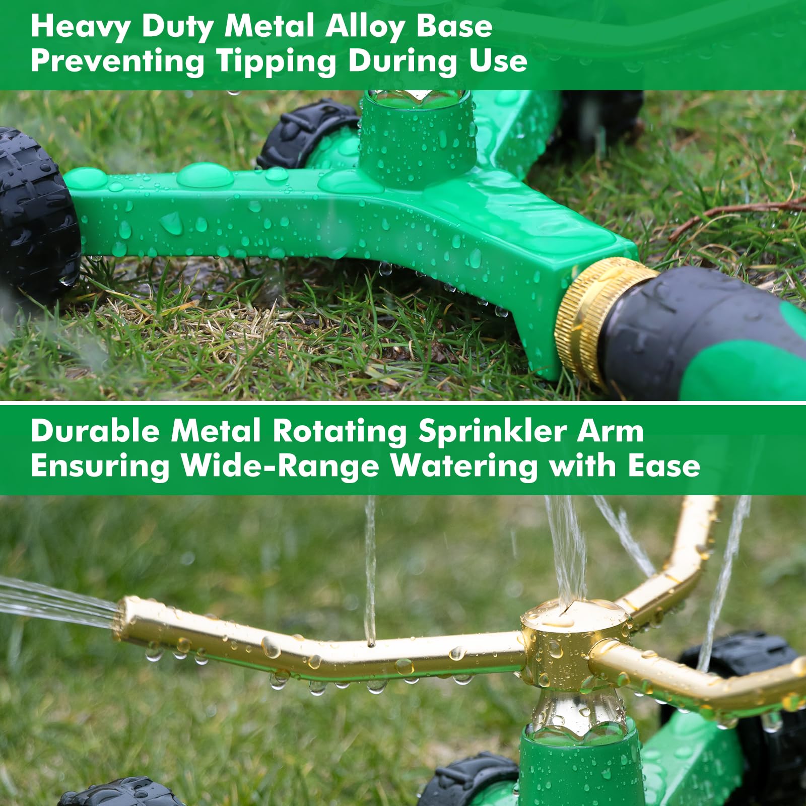 Restmo 3-arm sprinkler ideal for lawns, flower beds and expansive yards.