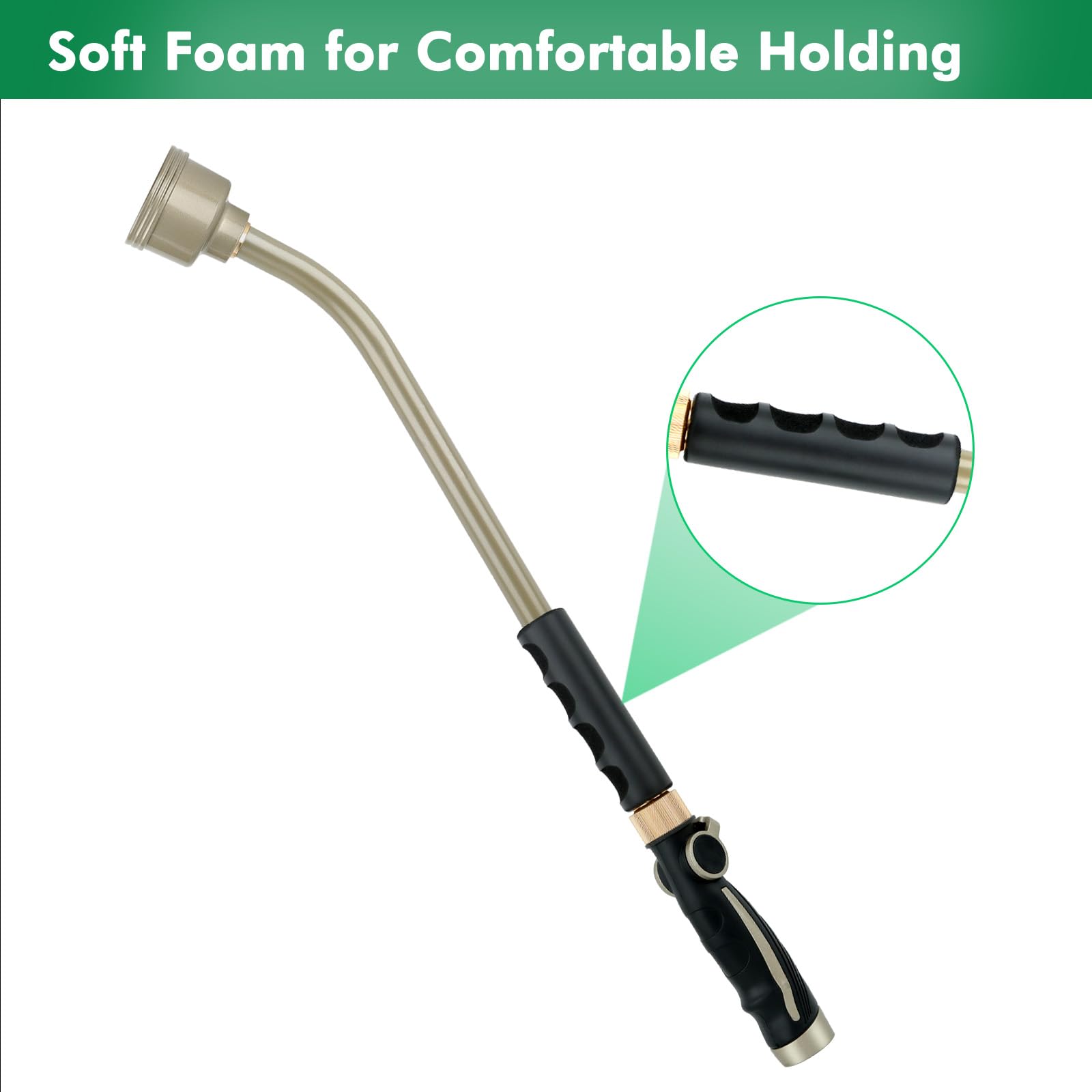 Restmo long watering wand shows heavy-duty metal construction for durability.