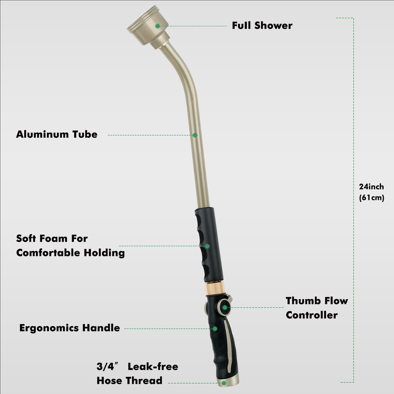 Restmo wand featuring thumb flow control for easy on/off garden watering.