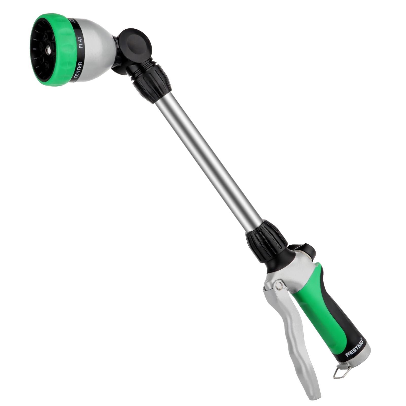 Restmo metal watering wand 16-inch reach aids precise watering around potted plants and shrubs.