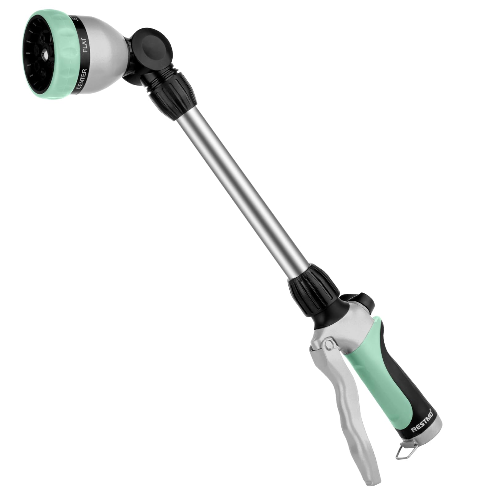 RESTMO metal watering wand with 16-inch reach for precise irrigation.