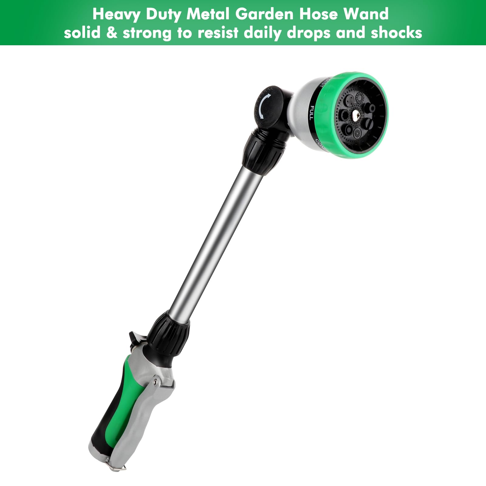 Restmo metal watering wand 180-degree swivel head reaches tight spots with ease.