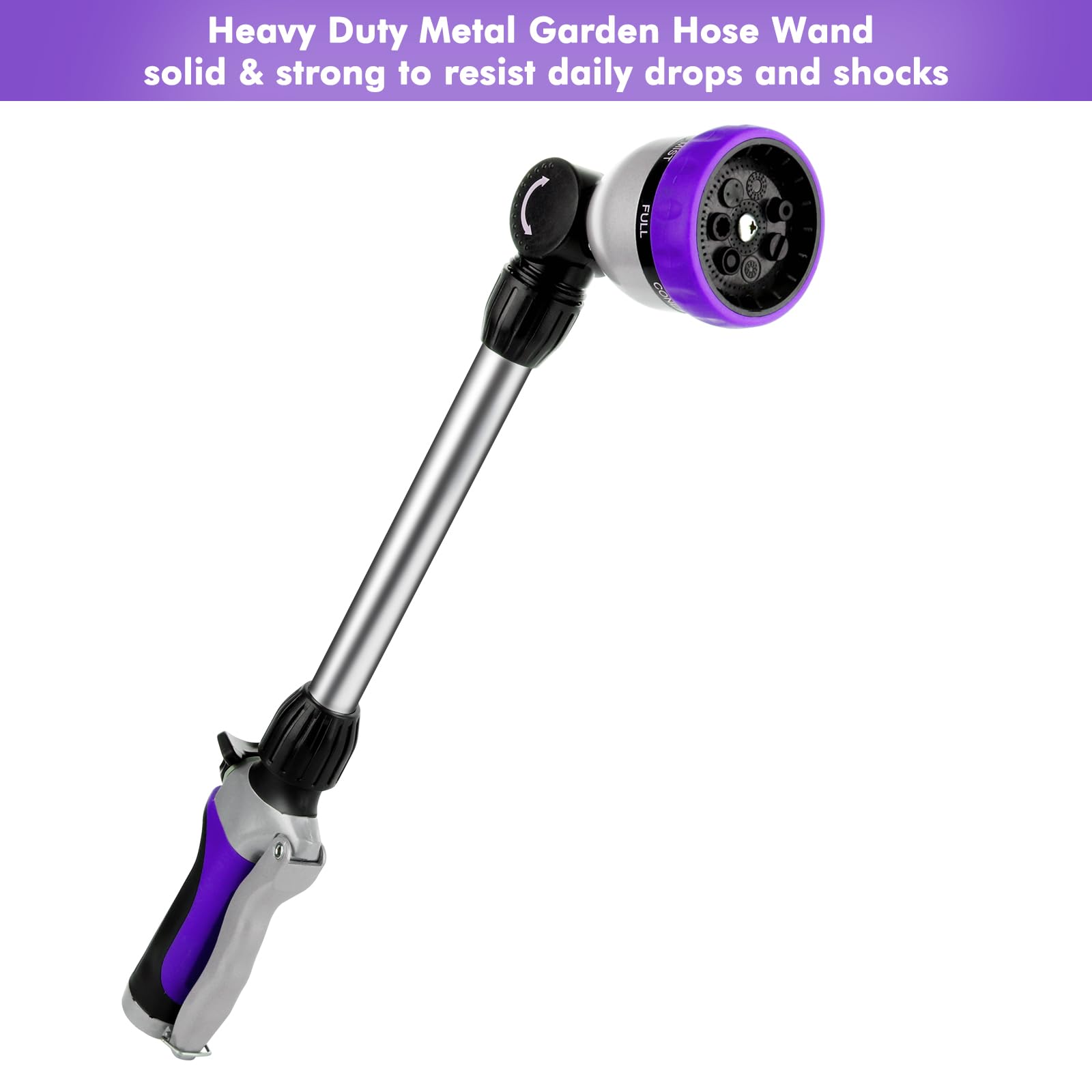 Restmo metal watering wand showing seven-pattern sprayer for versatile watering