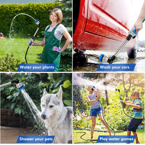 Restmo blue metal wand with bronze finish withstands impacts in outdoor tasks.