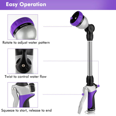 Restmo flow control knob on watering wand for adjustable pressure