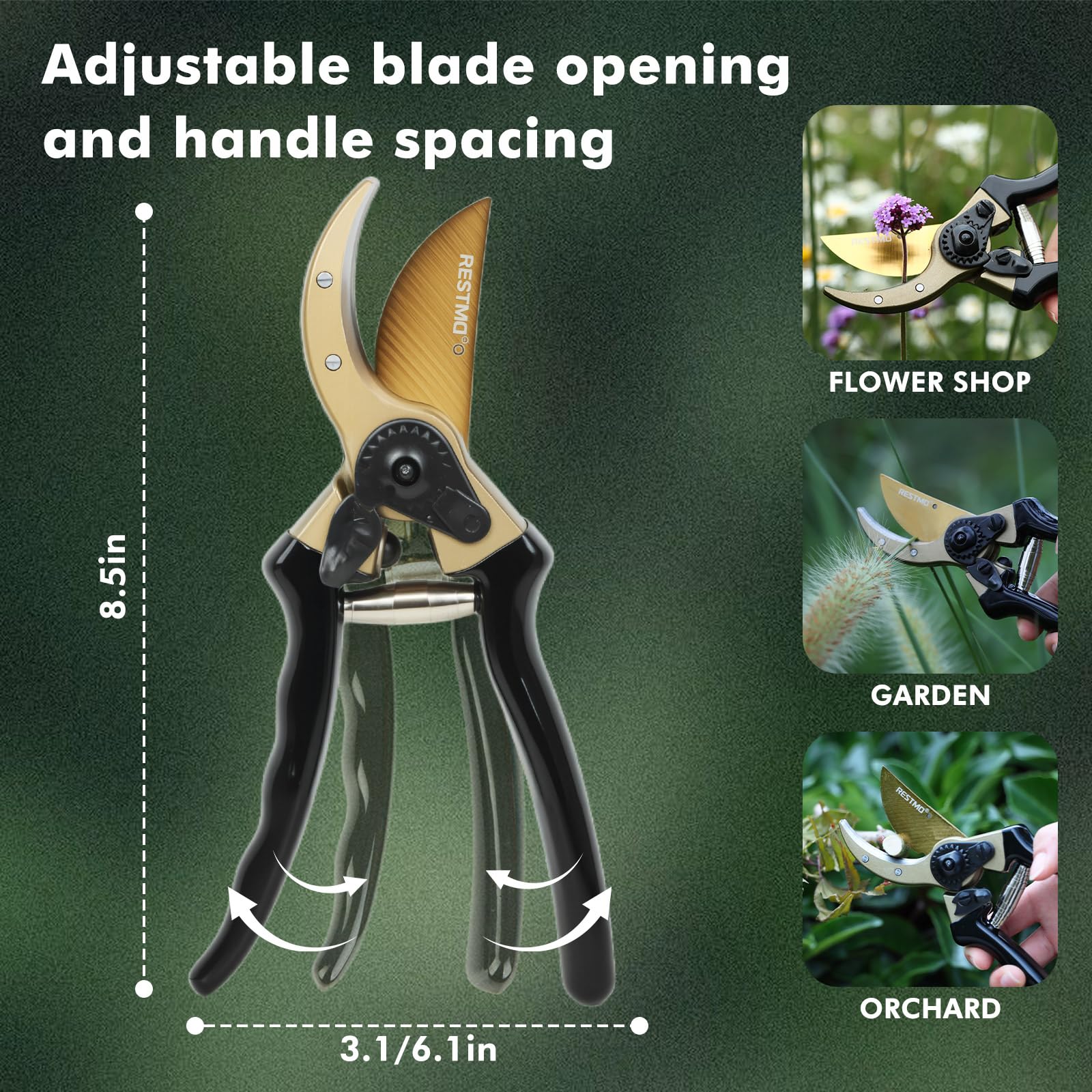 Restmo ergonomic, non-slip handles reduce fatigue during long pruning sessions