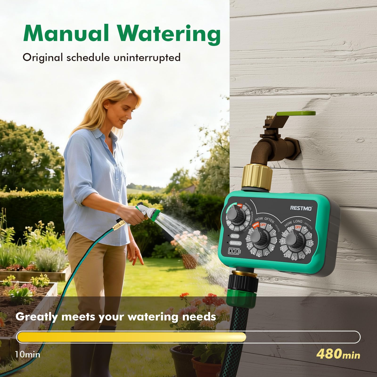 Restmo rain delay feature helps skip watering during rain