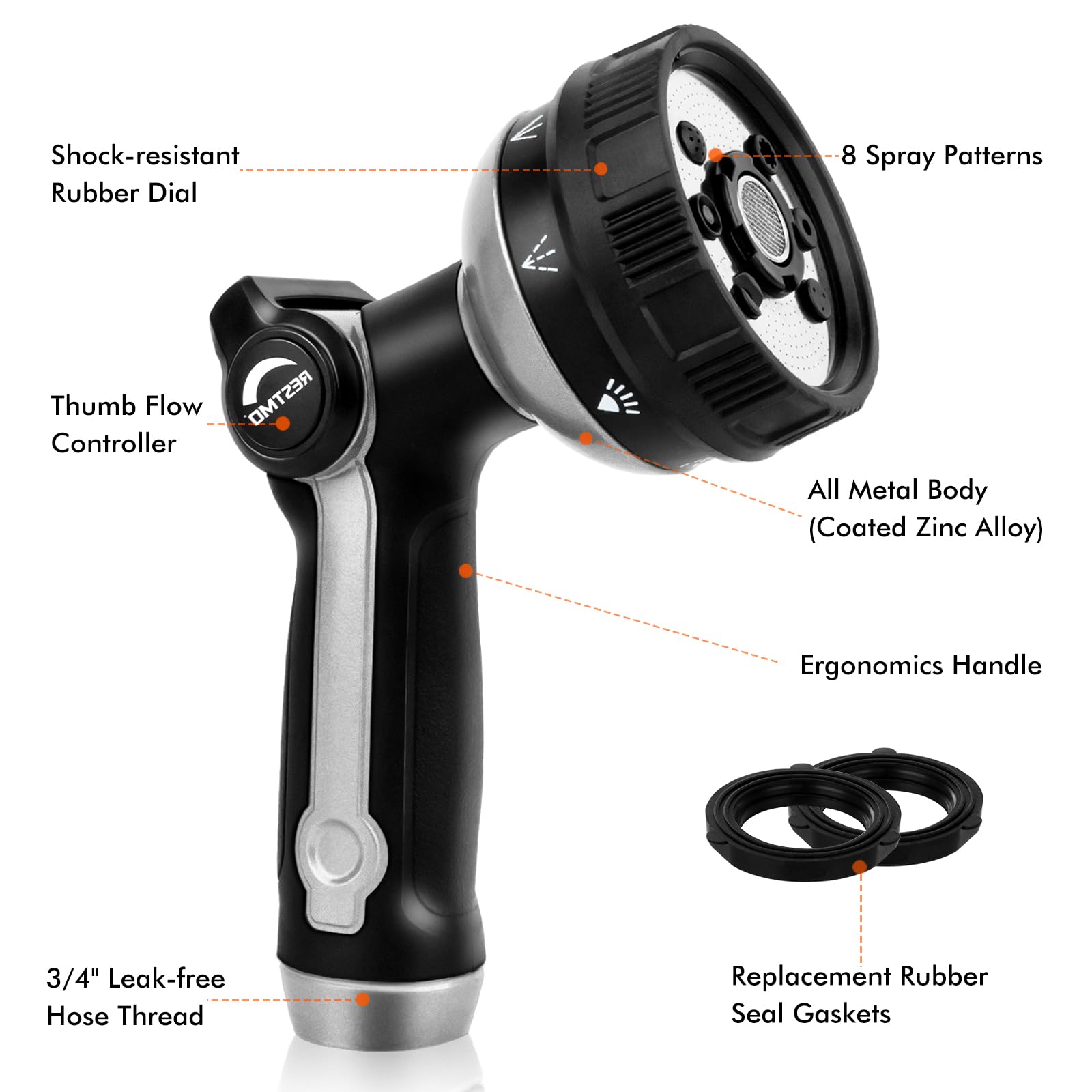 Restmo Thumb Control flows easily for on off and pressure adjustments
