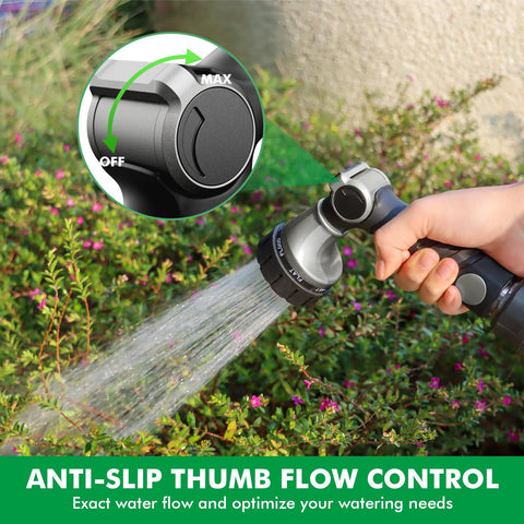 RESTMO nozzle showing thumb control for easy on/off operation.