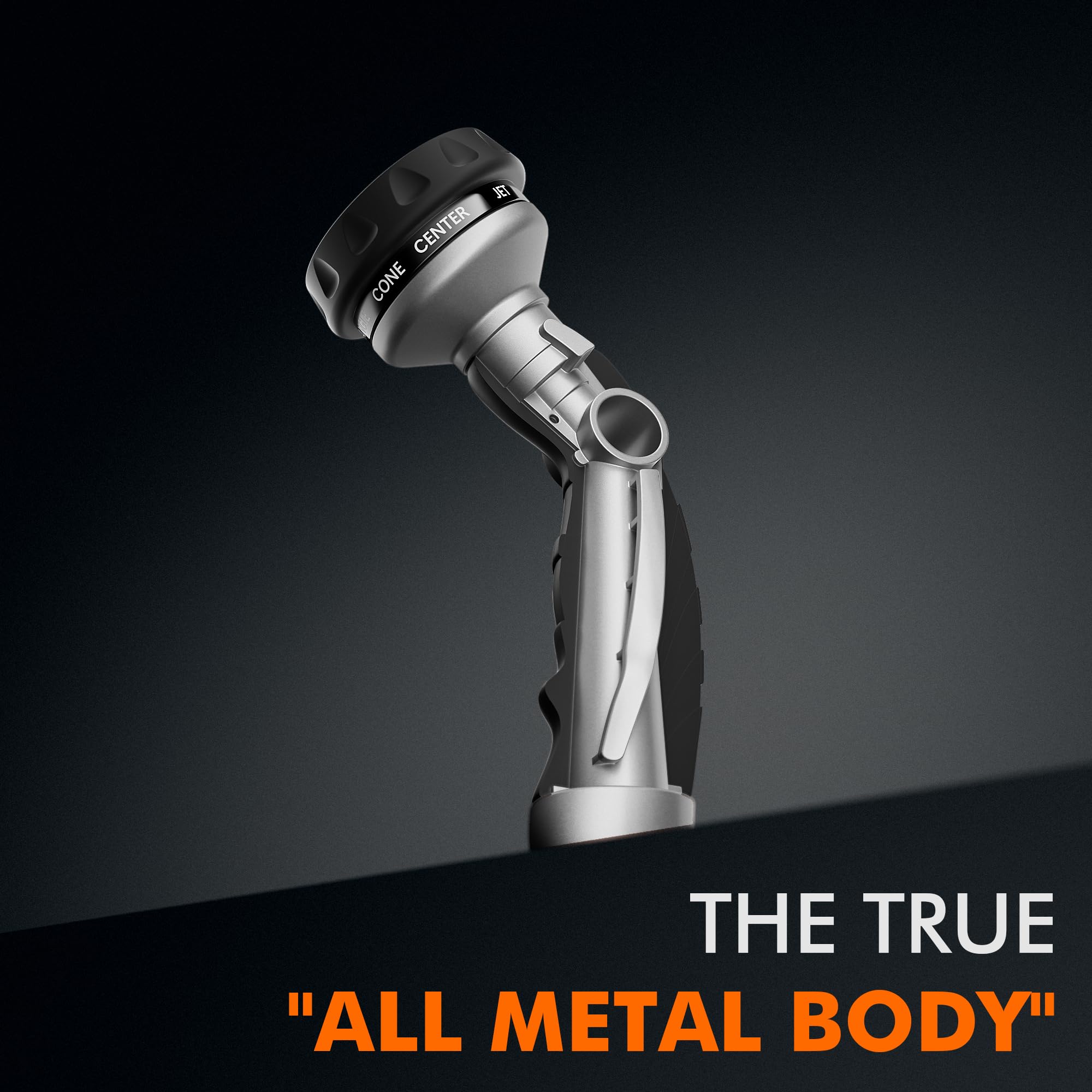 Restmo ergonomic grip with soft TPU coating reduces hand fatigue during watering.