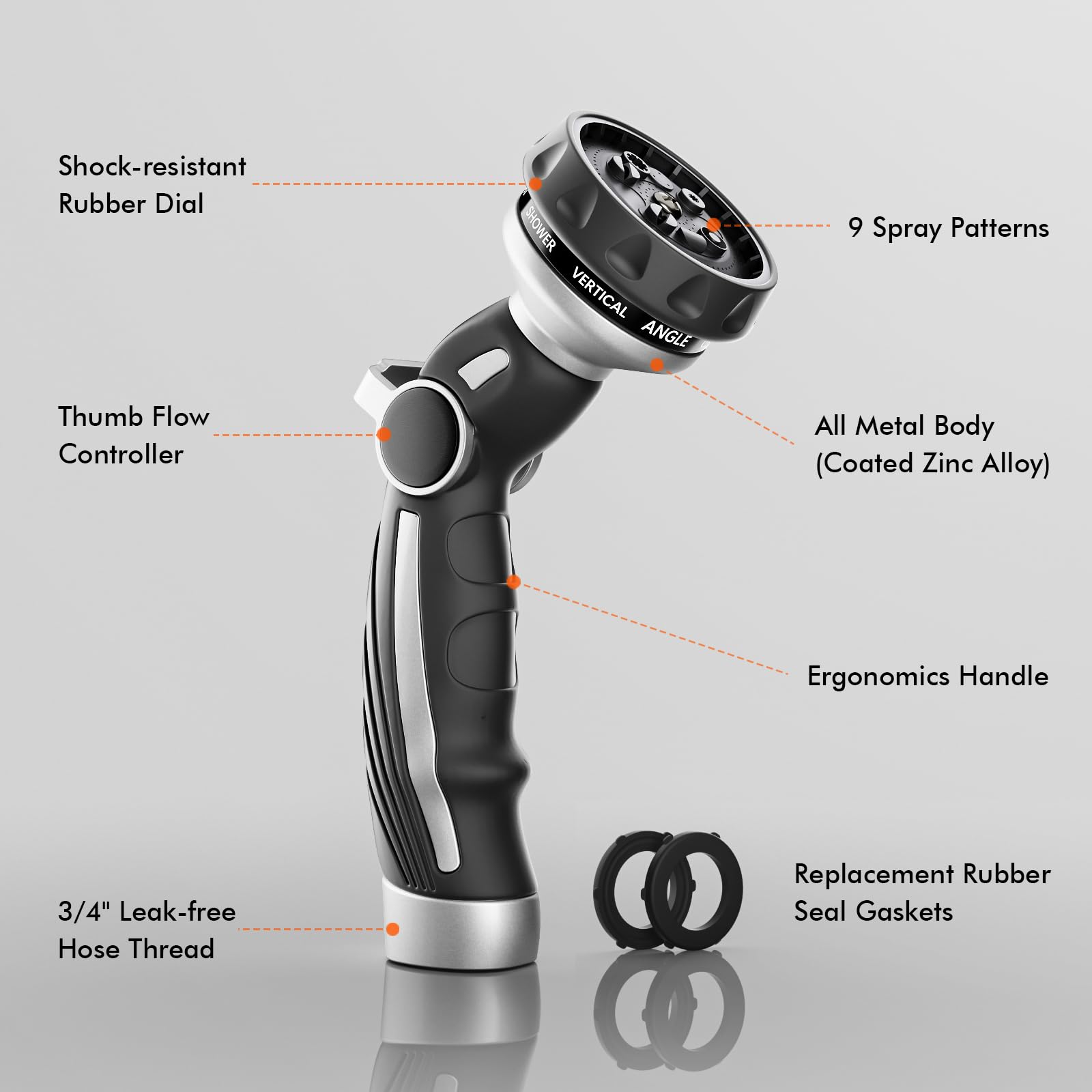 Restmo heavy-duty metal hose sprayer resists drops with durable bronze finish.