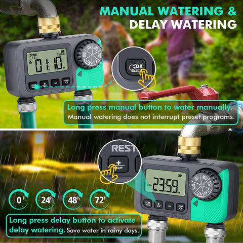 RESTMO timer manual mode activation for targeted watering on demand