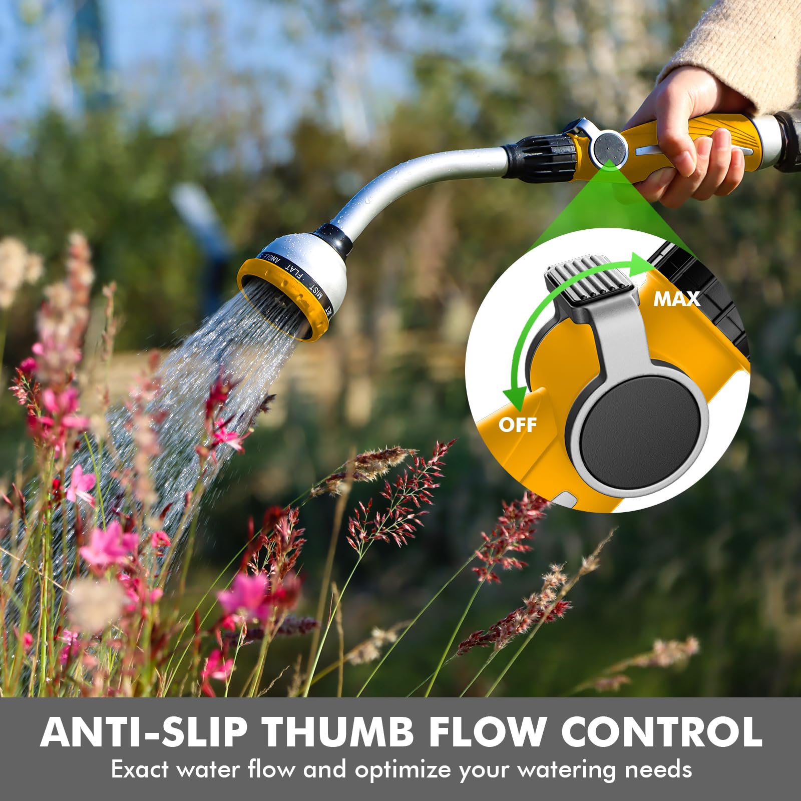 Restmo watering wand ten-pattern dial for versatile watering options.