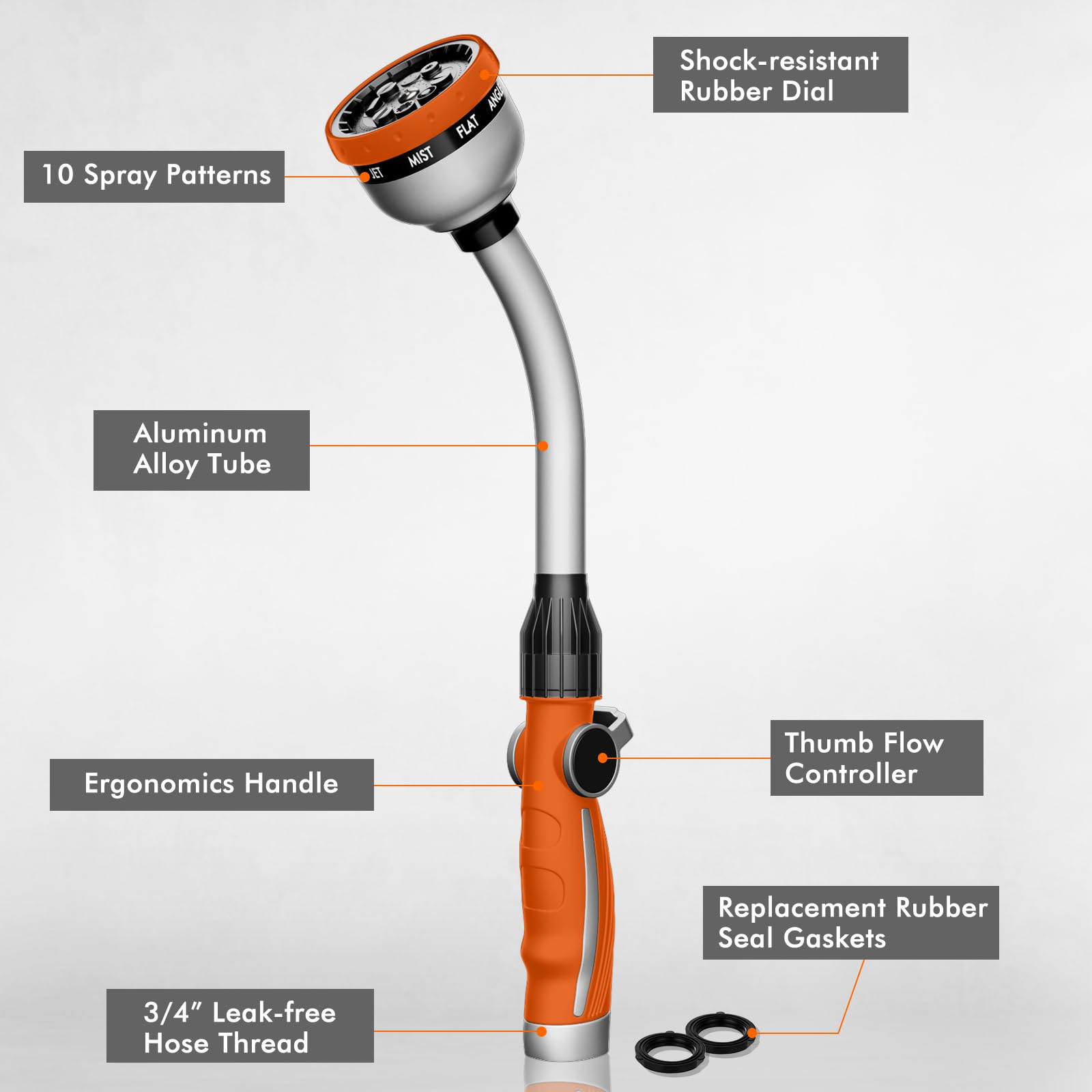 Restmo 15-inch length wand for extended reach and comfortable watering