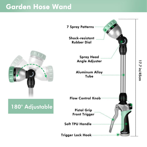 RESTMO watering wand 180-degree head reaches tight spots effortlessly.