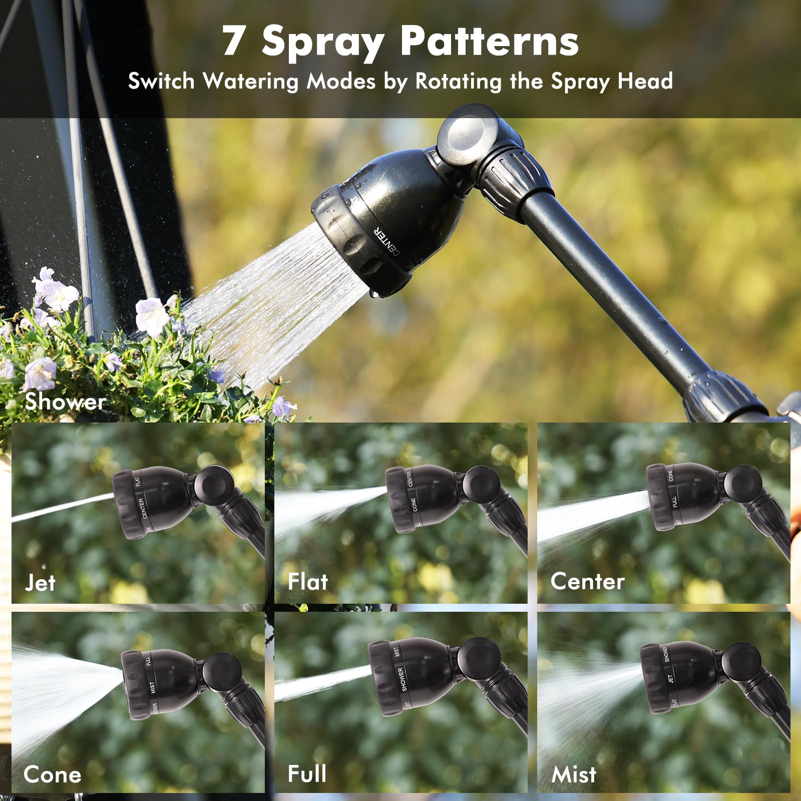 Restmo wand dial shows seven spray patterns for versatile watering