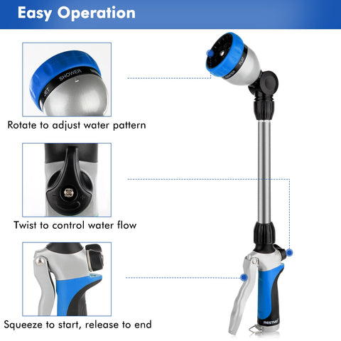 Restmo watering wand with 7-pattern dial offers versatile spray options for plants.