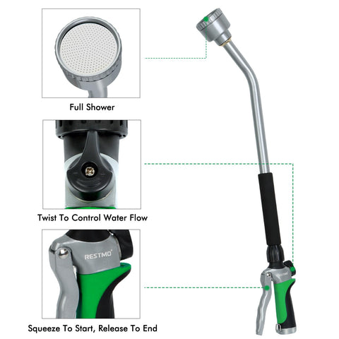 Ergonomic non-slip handle on Restmo wand provides comfortable grip