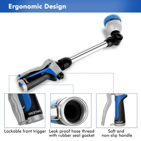 Restmo wand flow-control knob lets you adjust pressure for delicate plants.