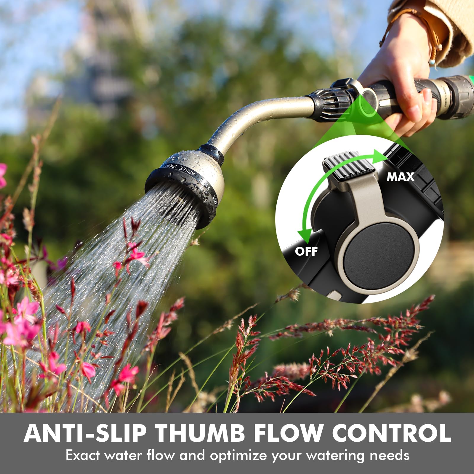 RESTMO watering wand ten-patterns dial offers versatile spray options for different tasks