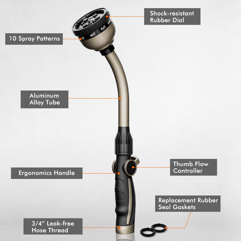 RESTMO watering wand with thumb flow control for precise watering