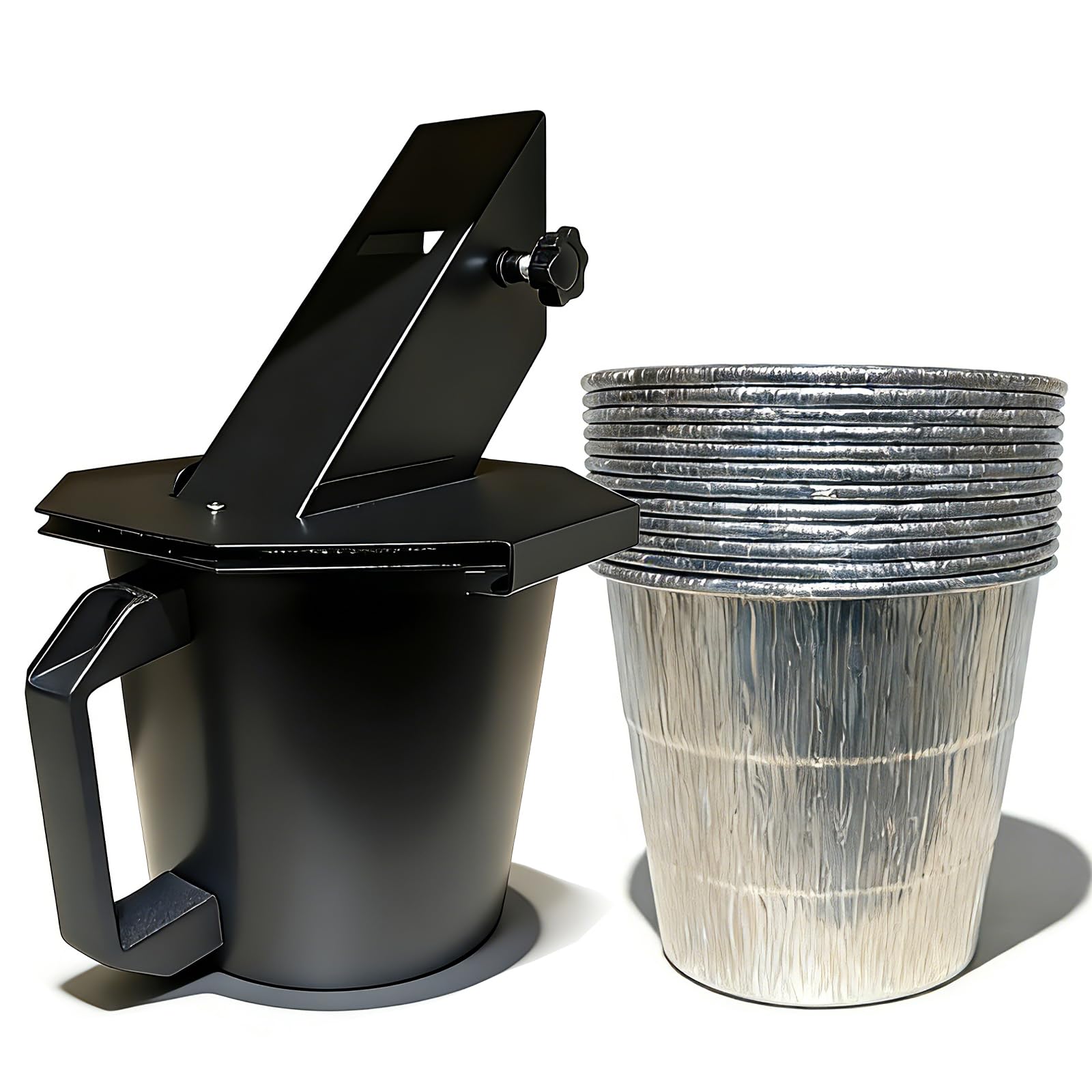 RESTTIME upgraded smoker grease bucket with lid keeps drips contained for tidy grilling