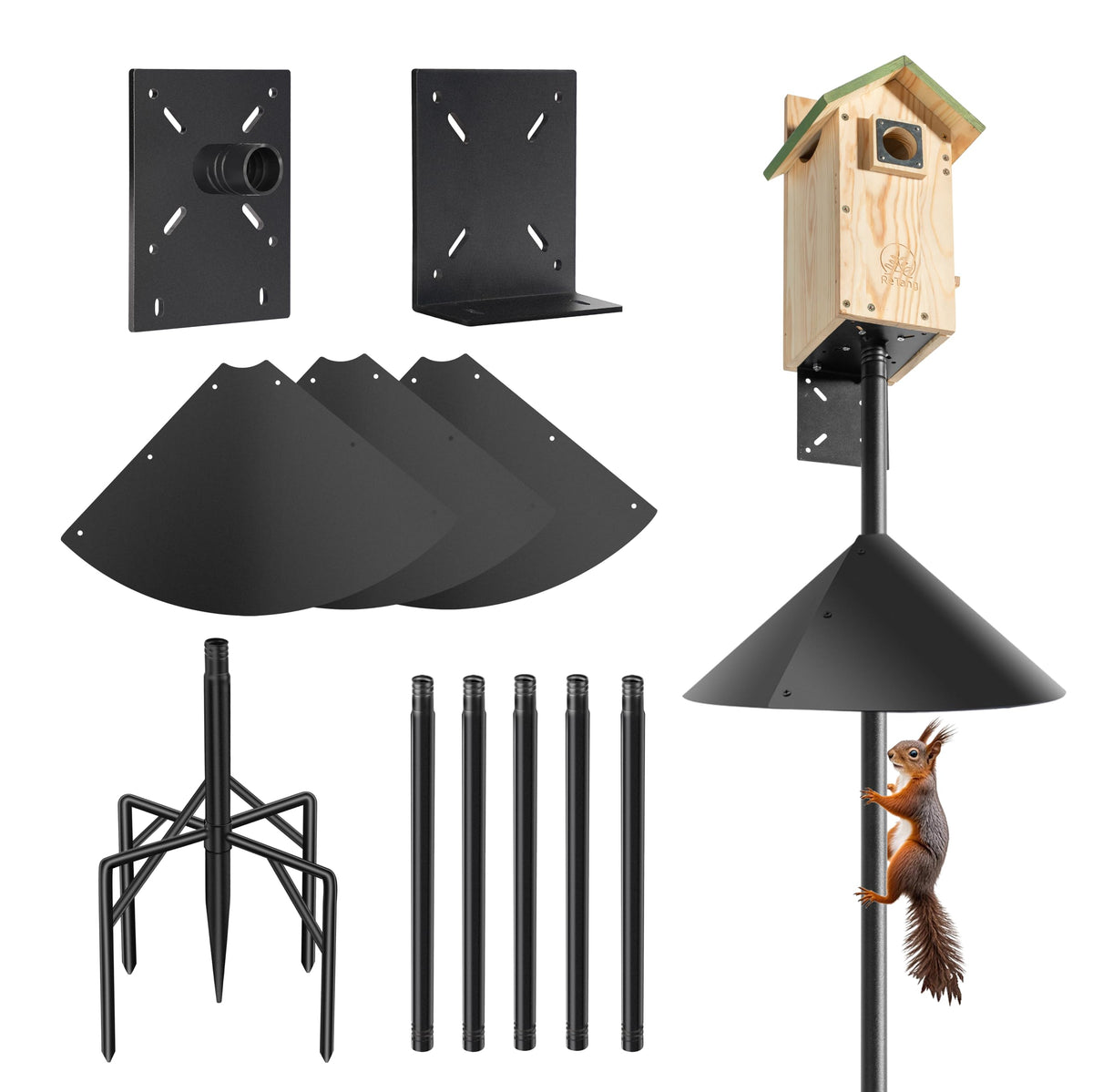 ReTang 92-inch bird feeder pole with squirrel baffle for stable backyard feeding.