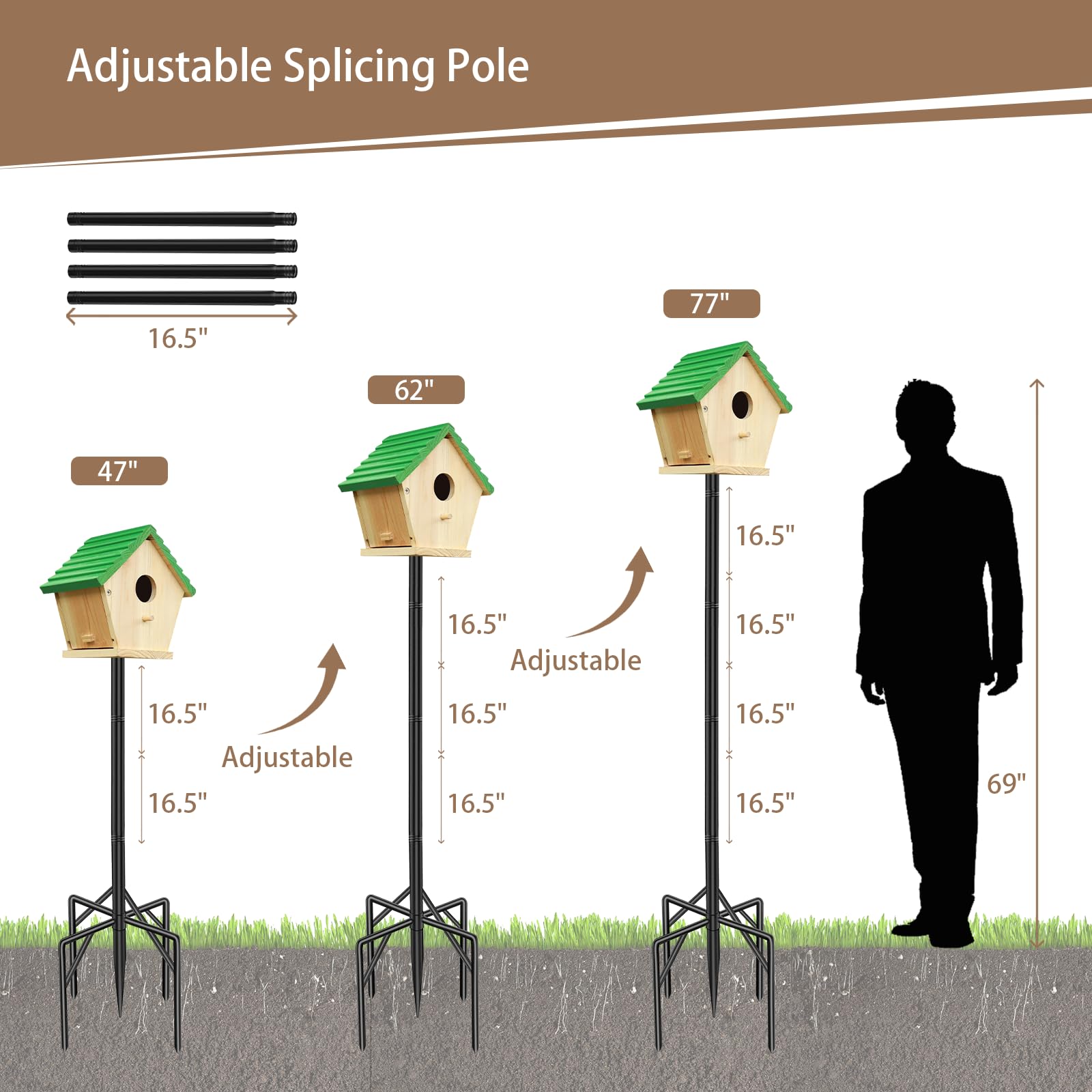ReTang dual mounting platforms enable bird feeders or weather devices platform options