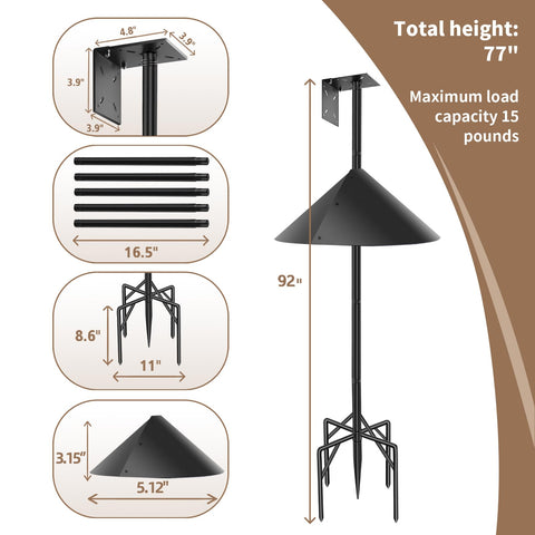 ReTang rustproof black-coated pole resists weather for long-lasting outdoor use.