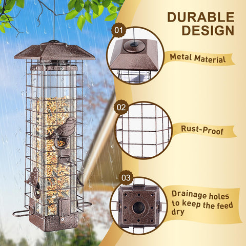 ReTang weatherproof feeder endures rain, snow, and sun while staying sturdy.