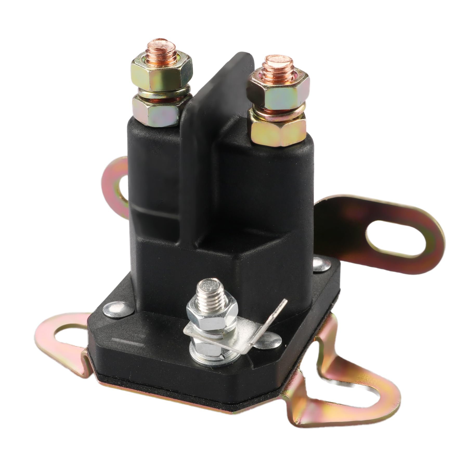 Retepif 12V 3-terminal starter solenoid front view for reliable mower starts.