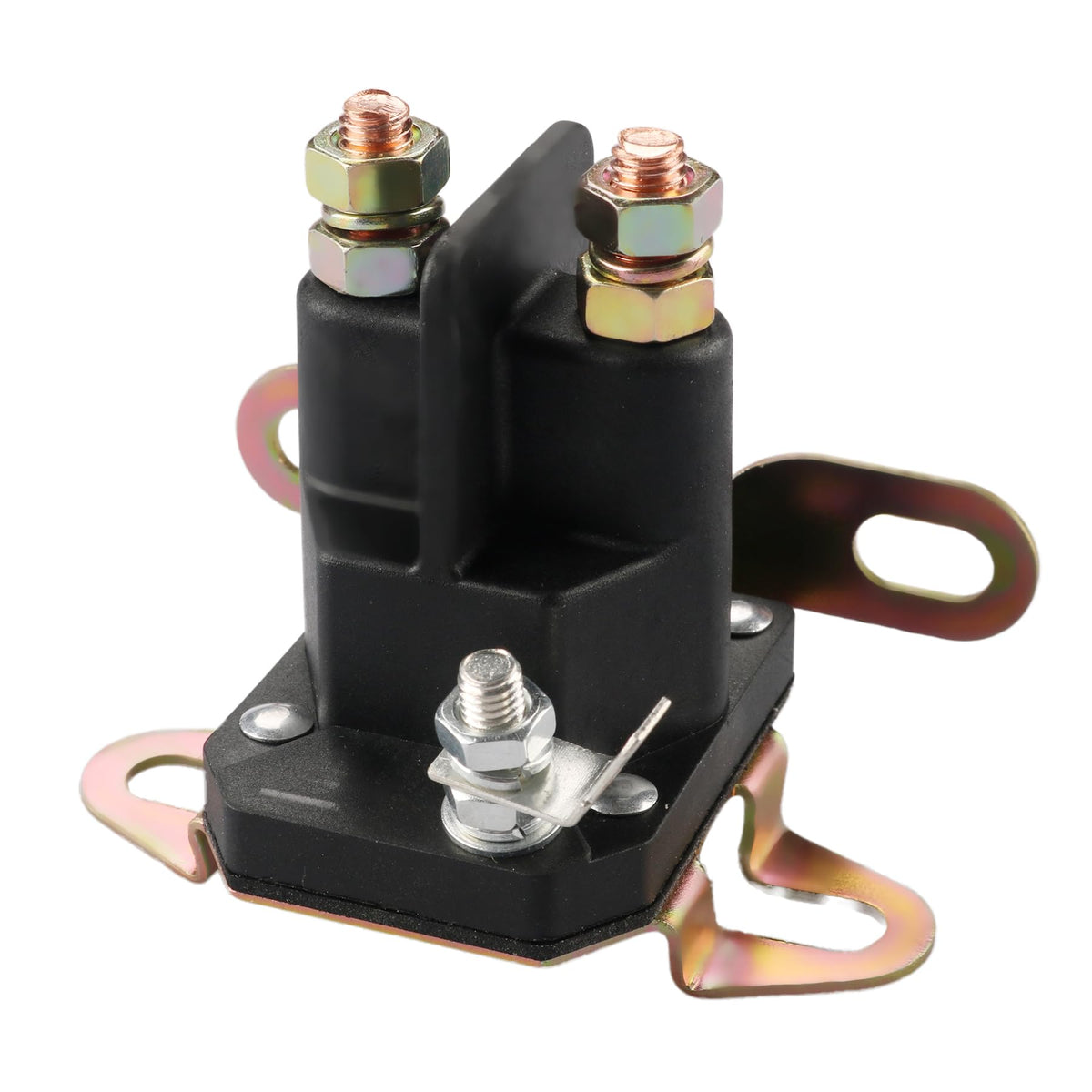 Retepif 12V 3-terminal starter solenoid front view for reliable mower starts.